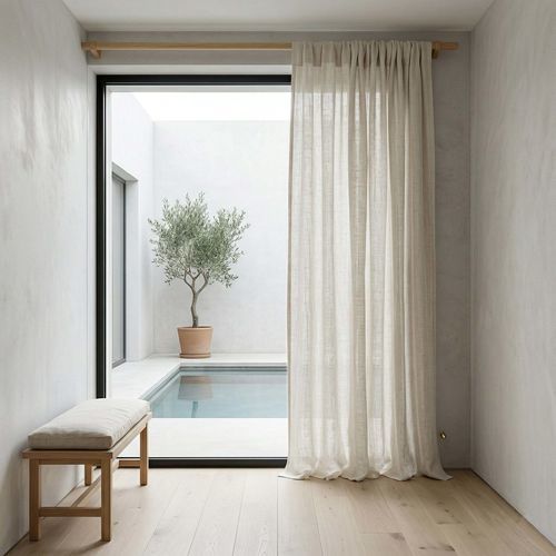 折叠式窗帘 - NATURAL RUSTIC - dELENZO LINEN FROM EUROPE S.L - 单色 / 亚麻