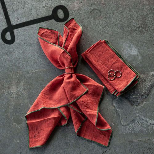 亚麻餐巾纸 - RED - dELENZO LINEN FROM EUROPE S.L - 单色 / 绣花 / 可水洗