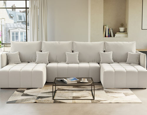 沙发床 - PETRA : 1260BEI - Best Mobilier - 圆弧形 / 现代风格 / 丝绒