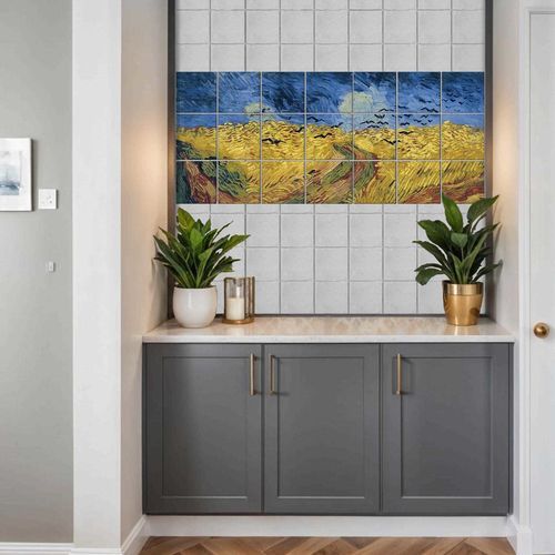 瓷质瓷砖 - WHEATFIELD WITH CROWS BY VAN GOGH - Tempera Art Design - 印花 / 用于室内 / 客厅