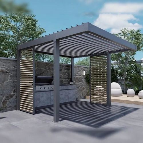 临墙凉棚架 - ST-100-D-KD - ALUX Pergola - 独立 / 钢 / 活动板条