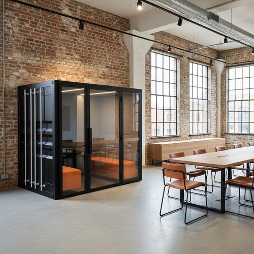 内置照明办公桌POD - CONTAINER BOOTH - The meeting pod - 声学 / 玻璃门 / USB
