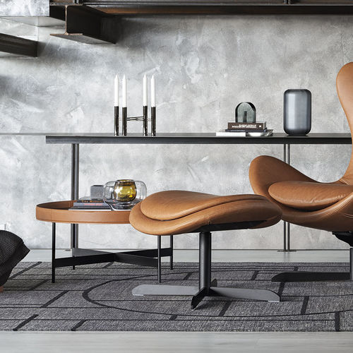 现代风格脚凳 - LAZY - calligaris - 布料 / 白蜡木 / 金属