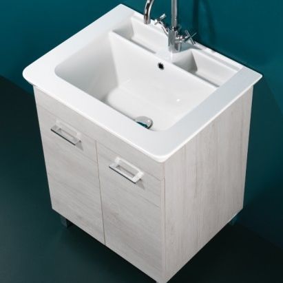 集成式台盆 - DEEP SYSTEM® - Ceramica Althea - 陶瓷 / 长方形 / 单孔