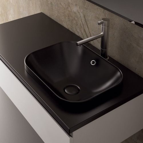 半嵌入式台盆 - MOVADO 45 - Ceramica Althea - 陶瓷 / 长方形 / 无孔