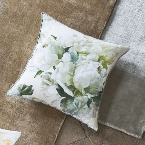 正方形垫子 - PEONIA CHARTREUSE - DESIGNERS GUILD - 印花 / 亚麻 / 彩色