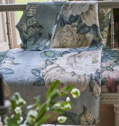 亚麻家居毯 - THE ROSE SWEDISH BLUE - DESIGNERS GUILD