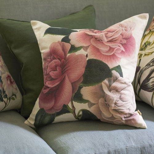正方形垫子 - CAMELLIA FOLLY TUBEROSE - DESIGNERS GUILD - 印花 / 棉质 / 亚麻