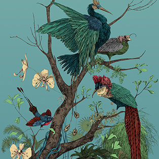 现代风格墙纸 - OISEAU DE PARADIS DROIT  - EDMOND PETIT - 无纺布 / 自然图案 / 花朵图案