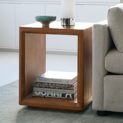 现代风格边桌 - Calla - West Elm - 刺槐木 / 实木桌脚 / 正方形
