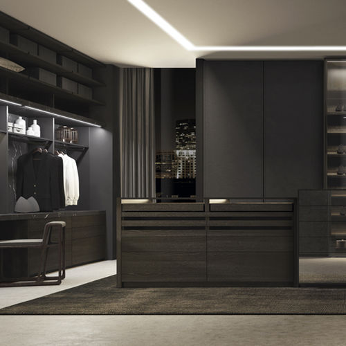 现代风格衣柜 - BARNA OLMO NATUR FORO LEATHER - MUEBLES DOCA - 榆木 / 玻璃 / 滑门式
