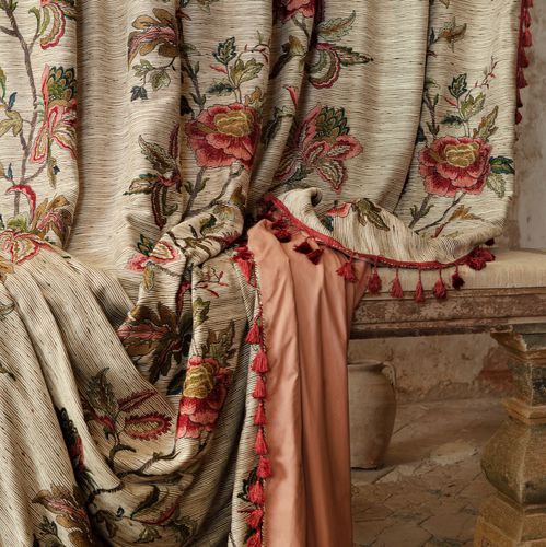 窗帘面料 - PEONY - Fischbacher 1819 - 花朵图案 / 粘胶 / 丝绸