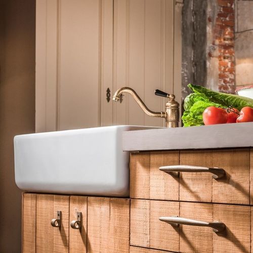 单槽厨房水槽 - BELFAST - Kenny&Mason - 无排水板 / 瓷质 / 前围式