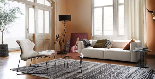 现代风格壁炉椅 - CUOIO LOUNGE - Walter Knoll - 皮质 / 金属 / 带脚凳