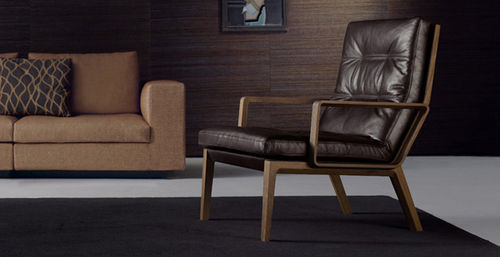 现代风格扶手椅 - ANDOO LOUNGE - Walter Knoll - 皮质 / 栎木