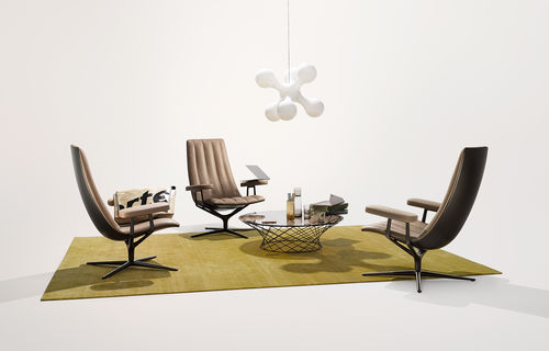 现代风格扶手椅 - HEALEY LOUNGE - Walter Knoll - 皮质 / 带脚凳 / 可调节
