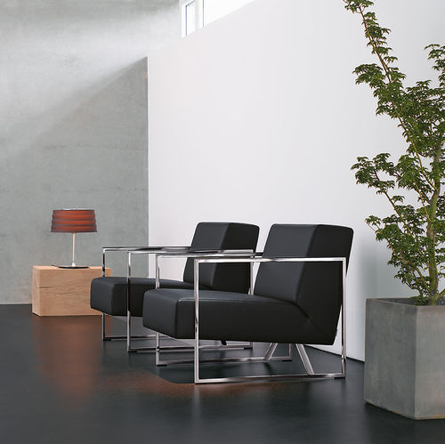 现代风格扶手椅 - SEN - Walter Knoll - 皮质 / 钢 / 橇式