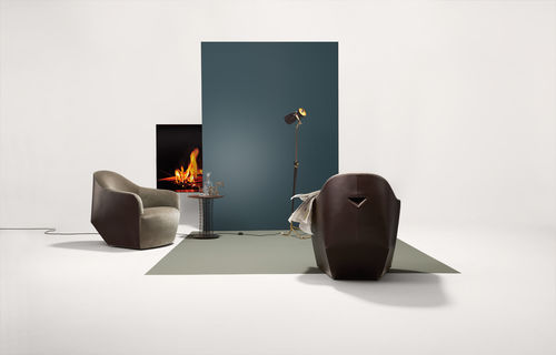 现代风格扶手椅 - ISANKA - Walter Knoll - 皮质 / 米色 / 棕色