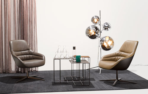 现代风格扶手椅 - KYO LOUNGE - Walter Knoll - 皮质 / 翼形 / 米色