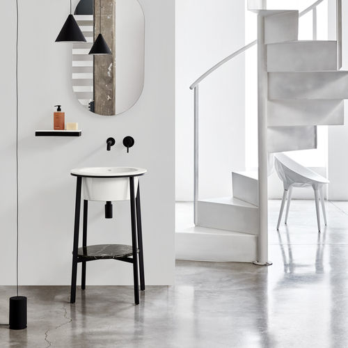 独立式台盆柜 - CATINO TONDO - TALCO  MATT BLACK  MARMO NERO MARQUINA - Ceramica Cielo - 陶瓷 / 大理石 / 现代风格