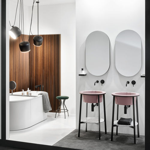 双台盆柜 - CATINO TONDO - CIPRIA  MATT BLACK  NERO MARQUINA - Ceramica Cielo - 独立式 / 陶瓷 / 金属