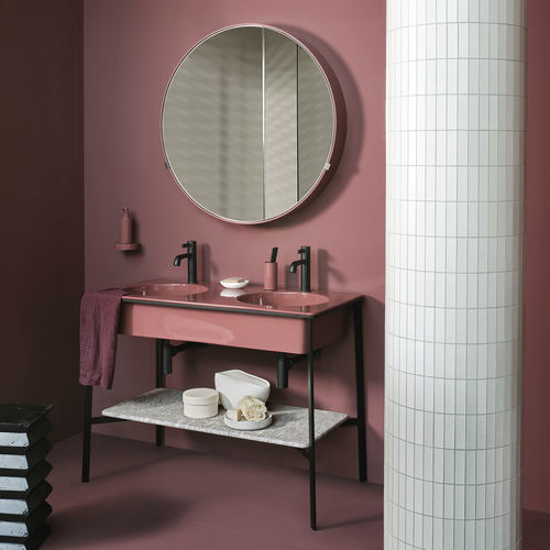 双台盆柜 - CATINO - CORALLO/BIANCO CARRARA - Ceramica Cielo - 独立式 / 漆木 / 陶瓷