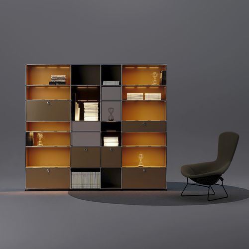 现代风格置物架 - USM Haller E - USM Modular Furniture - 金属 / 玻璃 / 发光