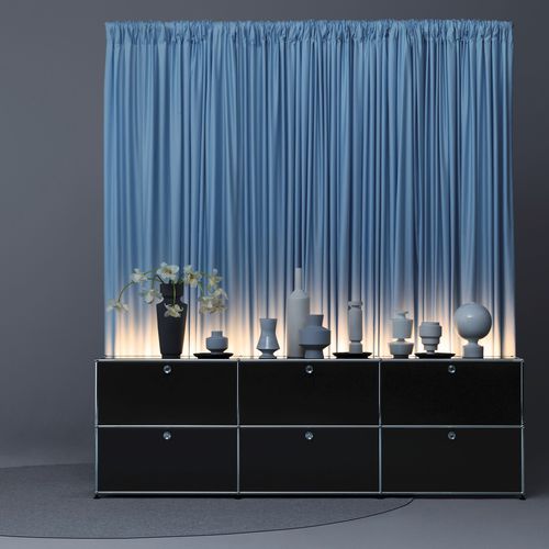 现代风格餐边柜 - Haller E - USM Modular Furniture - 金属 / 内置照明 / 黑色
