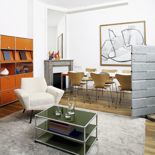现代风格茶几 - USM Haller - USM Modular Furniture - 玻璃 / 金属桌脚 / 长方形