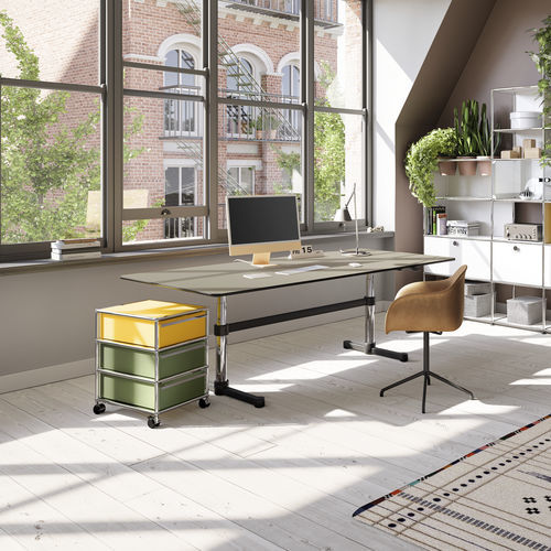 金属抽屉文件柜 - USM Haller - USM Modular Furniture - 3 屉式 / 脚轮