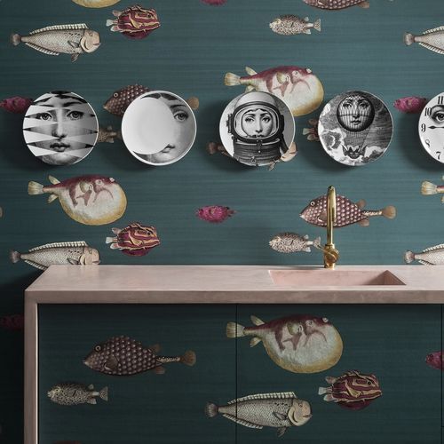 传统风格墙纸 - Acquario - Cole&Son - 布料 / 动物图案 / 蓝色
