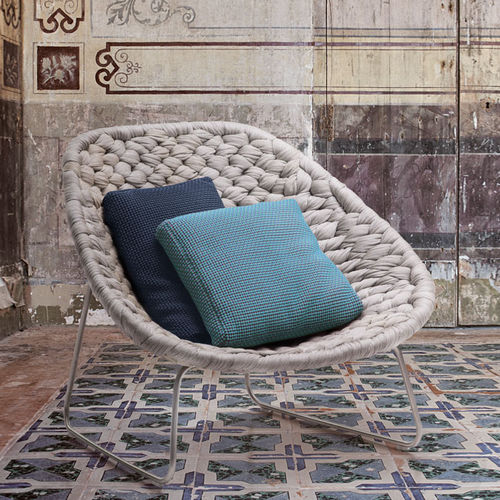 现代风格扶手椅 - SHITO - PAOLA LENTI - 布料 / 不锈钢 / 椅垫可拆除