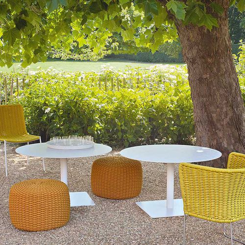 现代风格桌 - GIRO - PAOLA LENTI - 不锈钢 / 石材 / 涂漆铝