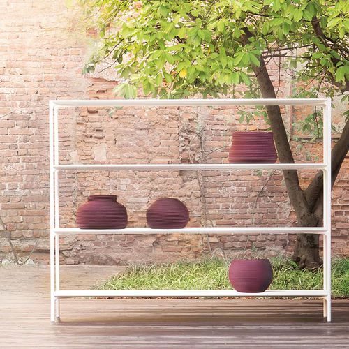 现代风格置物架 - PLANO - PAOLA LENTI - 涂漆钢 / 混凝土 / 花园