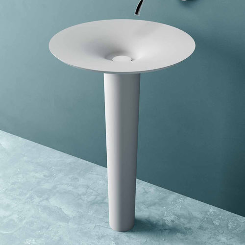 落地式台盆 - TUBE 3 - PLANIT - Corian®可丽耐 / 圆形 / 无孔