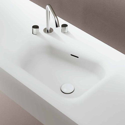 集成式台盆 - DEDALO - PLANIT - Corian®可丽耐 / 带台面 / 梯形