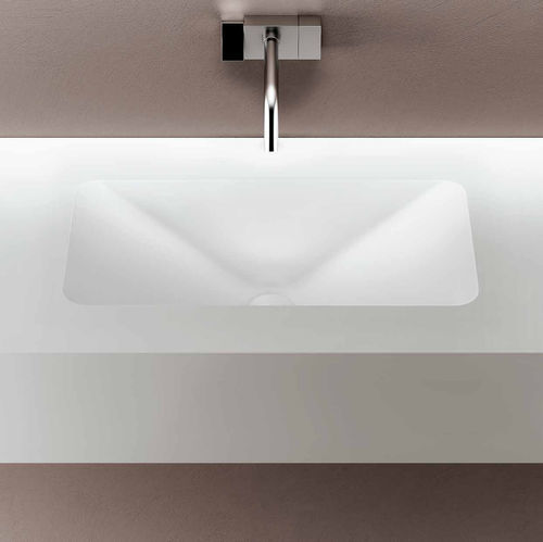 集成式台盆 - SQUARE - PLANIT - Corian®可丽耐 / 带台面 / 长方形