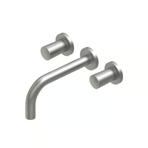 洗手池双把混合龙头 - ONO 90 02 - QuadroDesign - 壁挂 / 不锈钢 / 磨砂不锈钢
