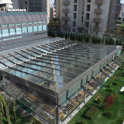 铝制玻璃采光顶 - SOLAGLIDE - Libart Enclosure Systems - 机动 / 绝缘 / 收纳式