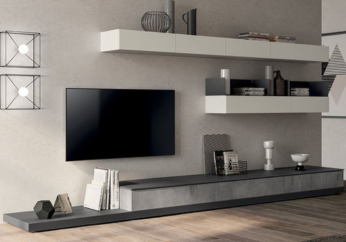 现代风格电视墙组合柜 - LIVING EVOLUTION - SCAVOLINI - 玻璃 / 金属 / 三聚氰胺