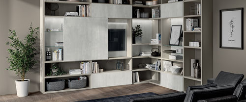 现代风格电视墙组合柜 - LIVING LIBERAMENTE - SCAVOLINI - 漆木 / 木制贴皮 / 玻璃