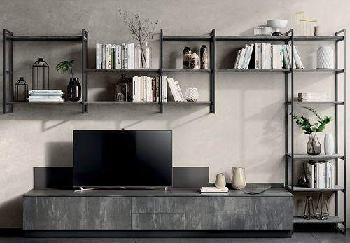 现代风格电视墙组合柜 - LIVING MOOD - SCAVOLINI - 漆木 / 漆玻璃 / 金属板
