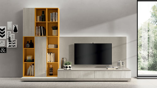 现代风格电视墙组合柜 - LIVING SAX - SCAVOLINI - 漆包金属 / 三聚氰胺 / 层压板