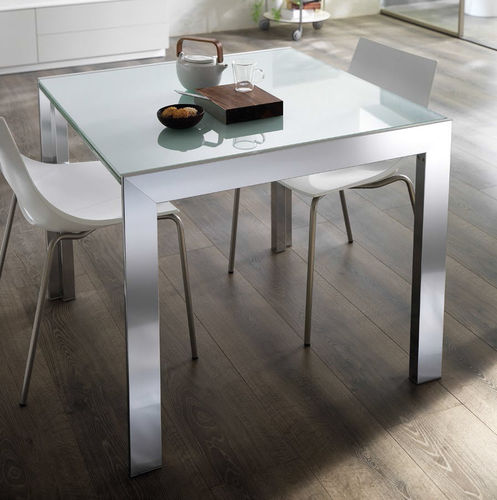 现代风格餐桌 - EVOLUTION - SCAVOLINI - 淬火玻璃 / 铝座桌脚 / 长方形
