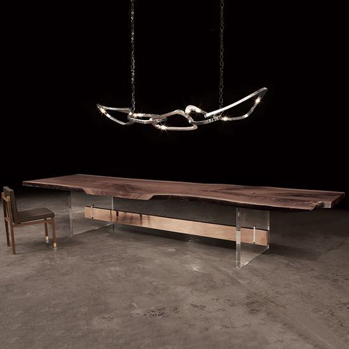 现代风格餐桌 - HOMMES - Hudson Furniture - Plexiglas®宝克力 / 胡桃木 / 青铜