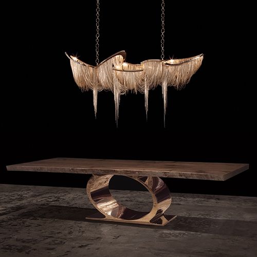 现代风格餐桌 - O  - Hudson Furniture - 胡桃木 / 抛光不锈钢 / 青铜