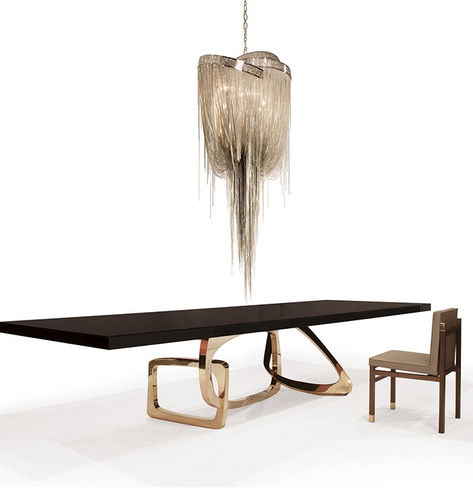 现代风格餐桌 - BANGLE  - Hudson Furniture - 胡桃木 / 抛光不锈钢 / 青铜