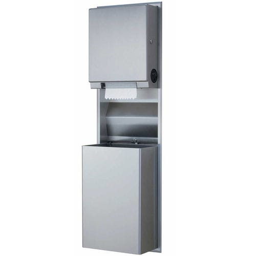 壁挂擦手纸分配器 - B-39617 ClassicSeries® - Bobrick Washroom Equipment - 不锈钢 / 带垃圾桶