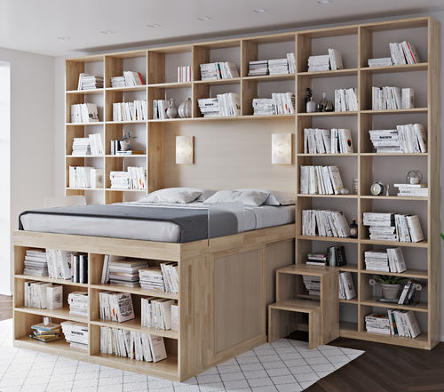 高架床 - Bookcase - Cinius - 双人 / 现代风格 / 高箱