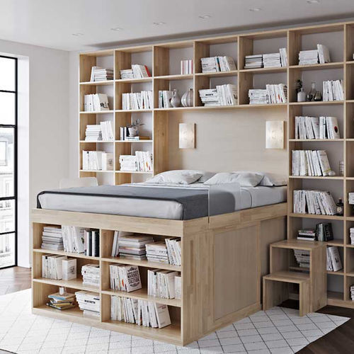 双人床 - BOOKCASE 3 LEVELS - Cinius - 单人 / 现代风格 / 高箱
